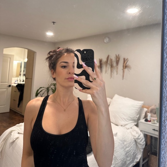 intimately free people/ fp black racer back tank with open back detail size xs - Picture 4 of 5